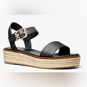 Michael Kors Black and Gold Espadrille Sandals